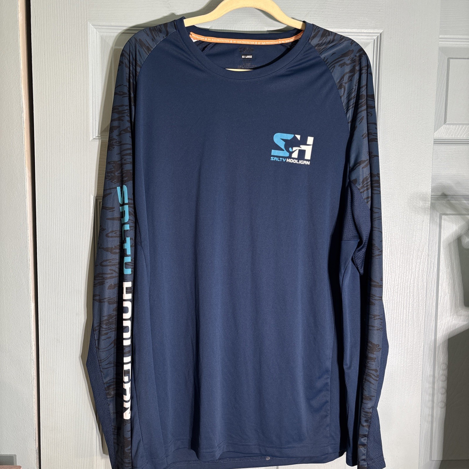 Salty Hooligan Offshore Pursuit Crew Long Sleeve Microfiber Shirt Sz 2XL