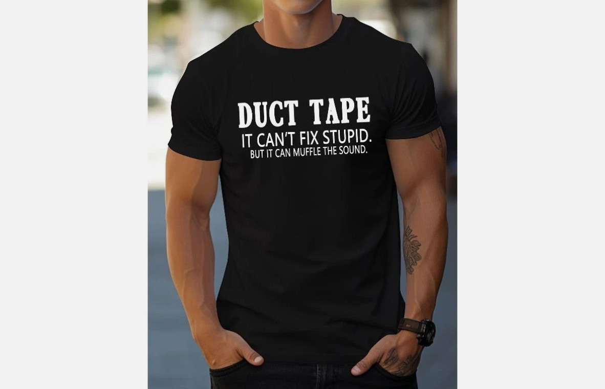 Men’s Regular Shoulder Slim Fit T-Shirt with English Pattern Print T-shirt