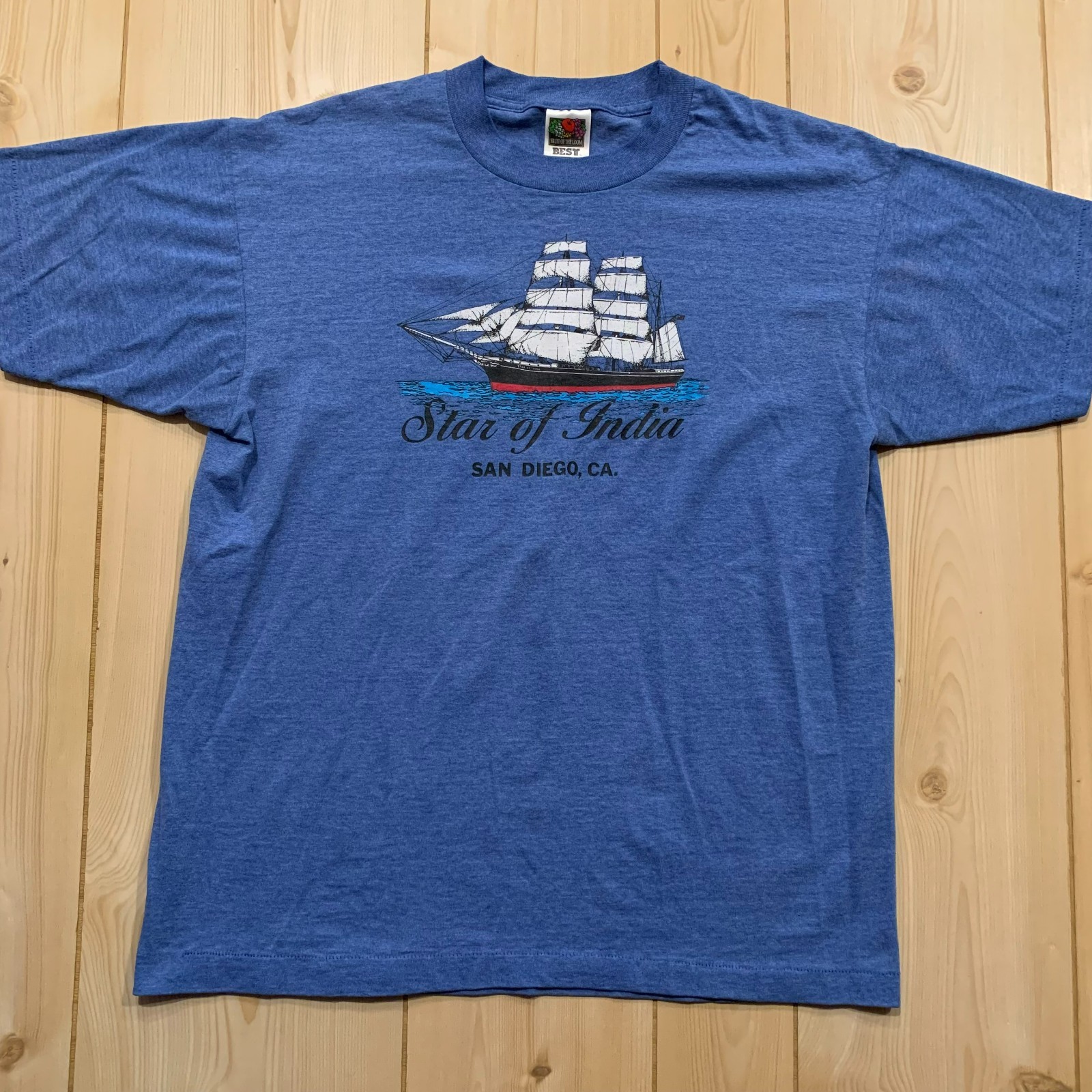 Vintage 90s Star of India Sailing Ship San Diego CA Single Stitch T-Shirt Size L