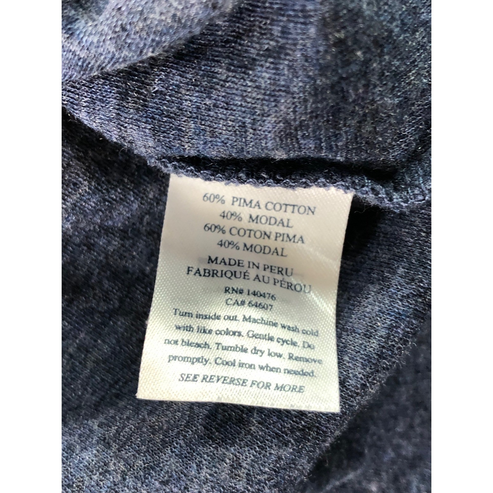 Faherty Cloud Cotton Henley Mens Medium Navy Blue Long Sleeve Pima Modal MKC0077