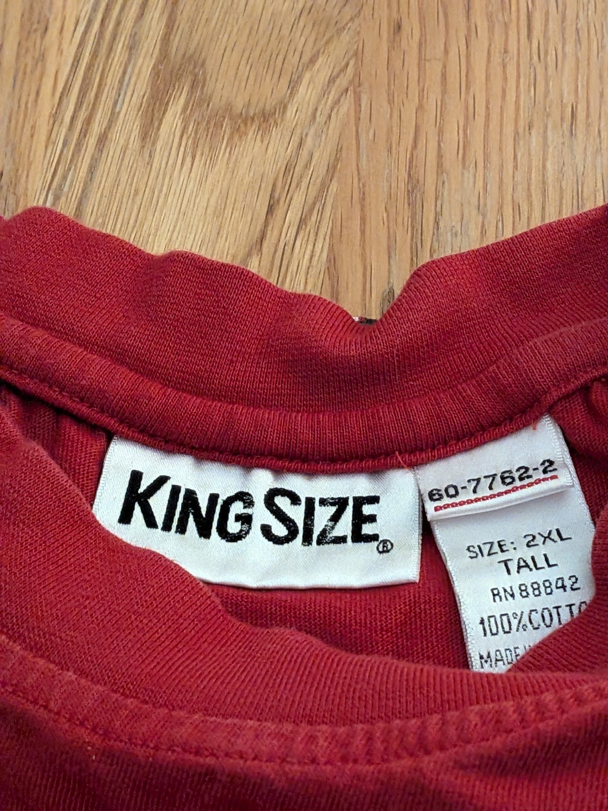 King Size Men’s 2XL Tall Red American Flag Graphic Print Crew Neck Tee Cotton