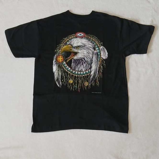 Vintage Thunder Sportswear Eagle Graphic T Shirt Black [L]