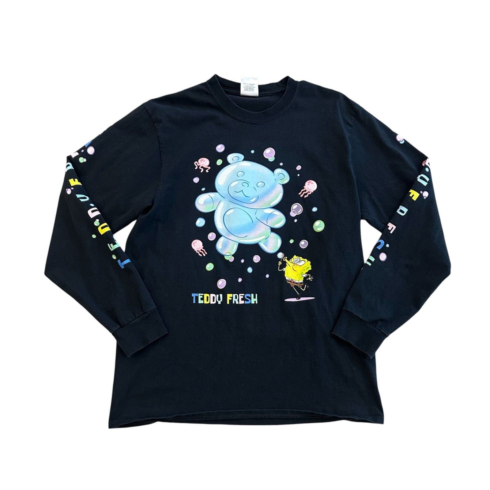 Teddy Fresh x Spongebob Collab Blowing Bubbles Long Sleeve Shirt Size L