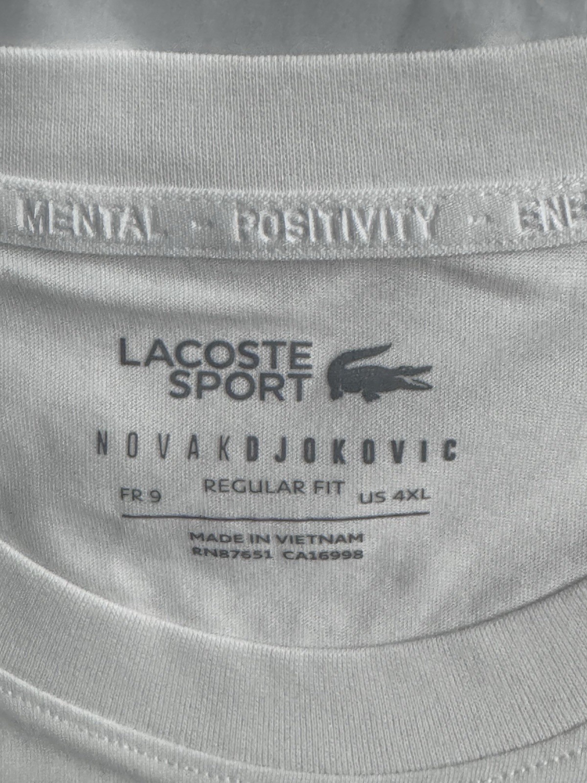 Lacoste Novak Djokovic Tennis T-shirt Tee Men’s Size 9 4XL USA White