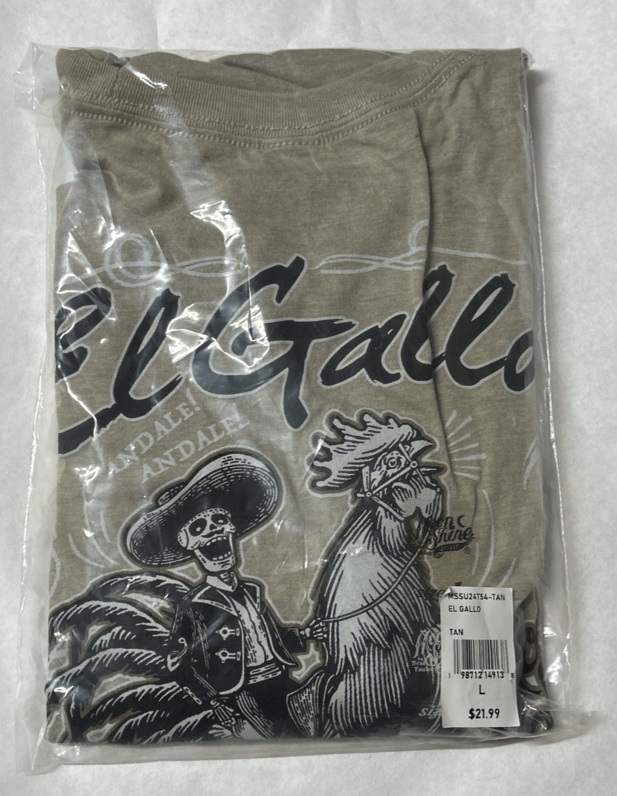 NWT El Gallo Men’s Brad Paisley Moon Shine Spirit T-shirt TAN XL