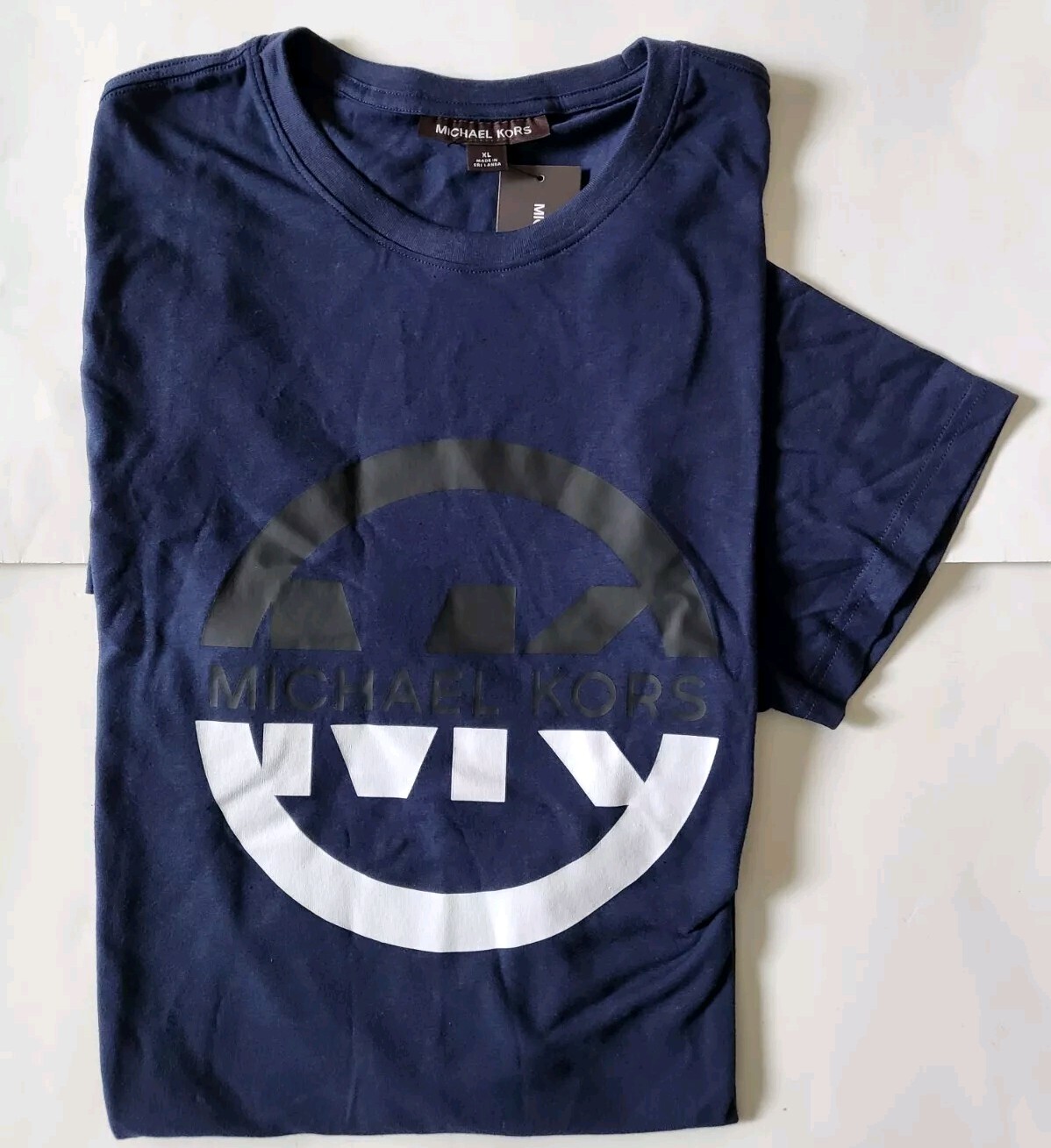 MICHAEL KORS Mens crew neck graphic Logo t-shirt Size M L XL 2XL Black Navy