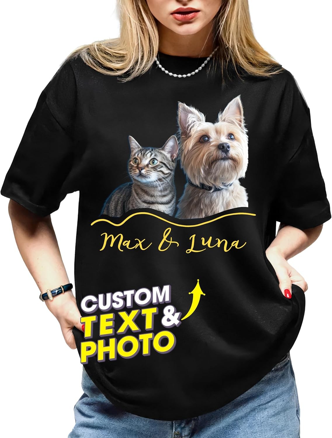 Personalized Custom Pet Name Cat Parent T-Shirt Casual Daily Tee Birthday Gift
