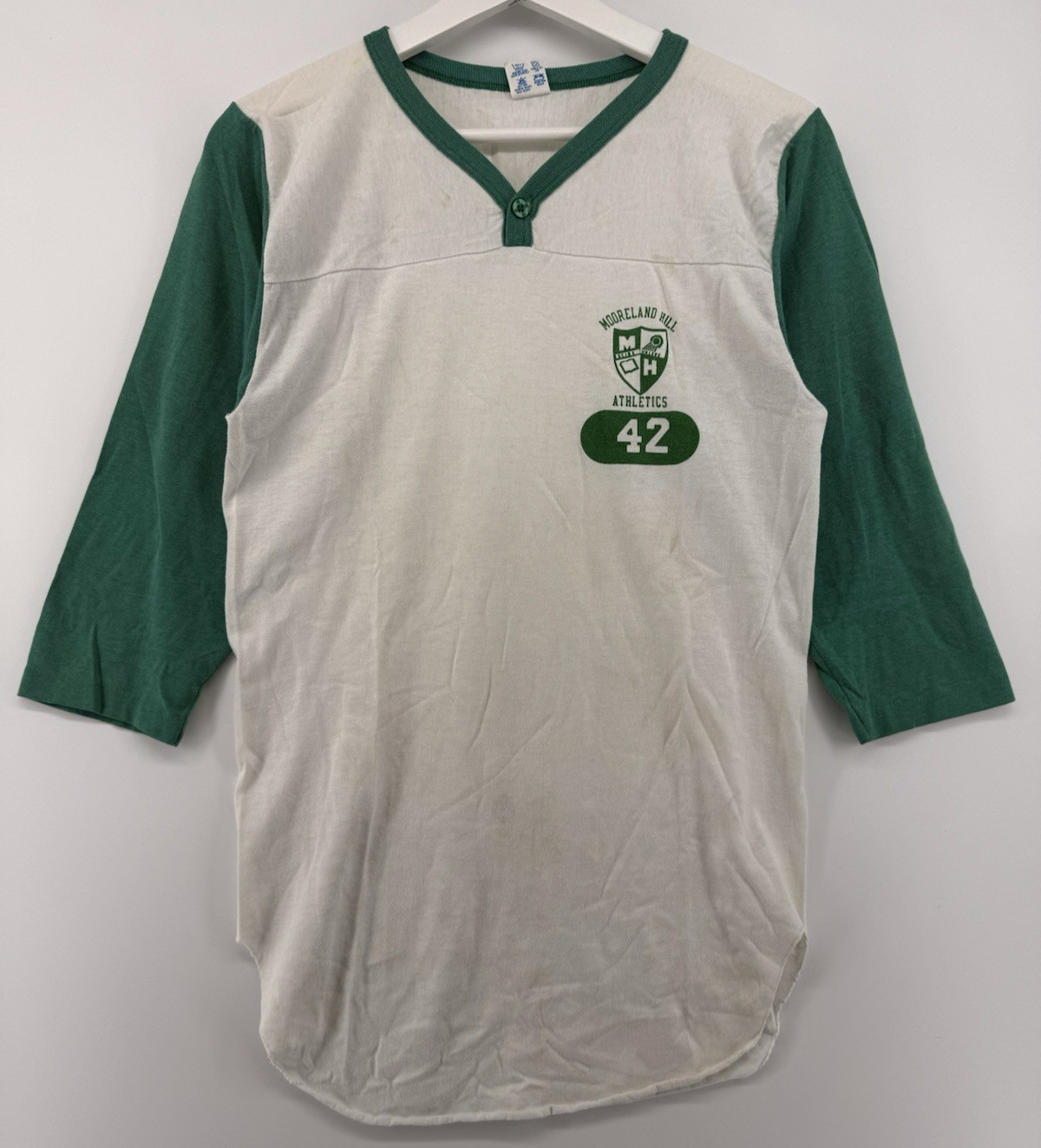 Vintage 80s Champion Mens Baseball Jersey Shirt Mooreland Hill School Medium