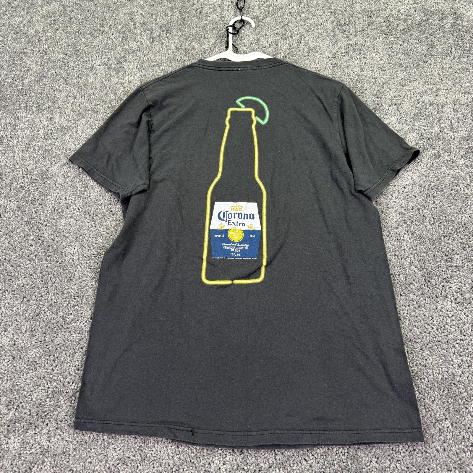 Corona Extra Shirt Mens Medium Gray Black Tee Luv Graphic Beer Bottle Tee Logo