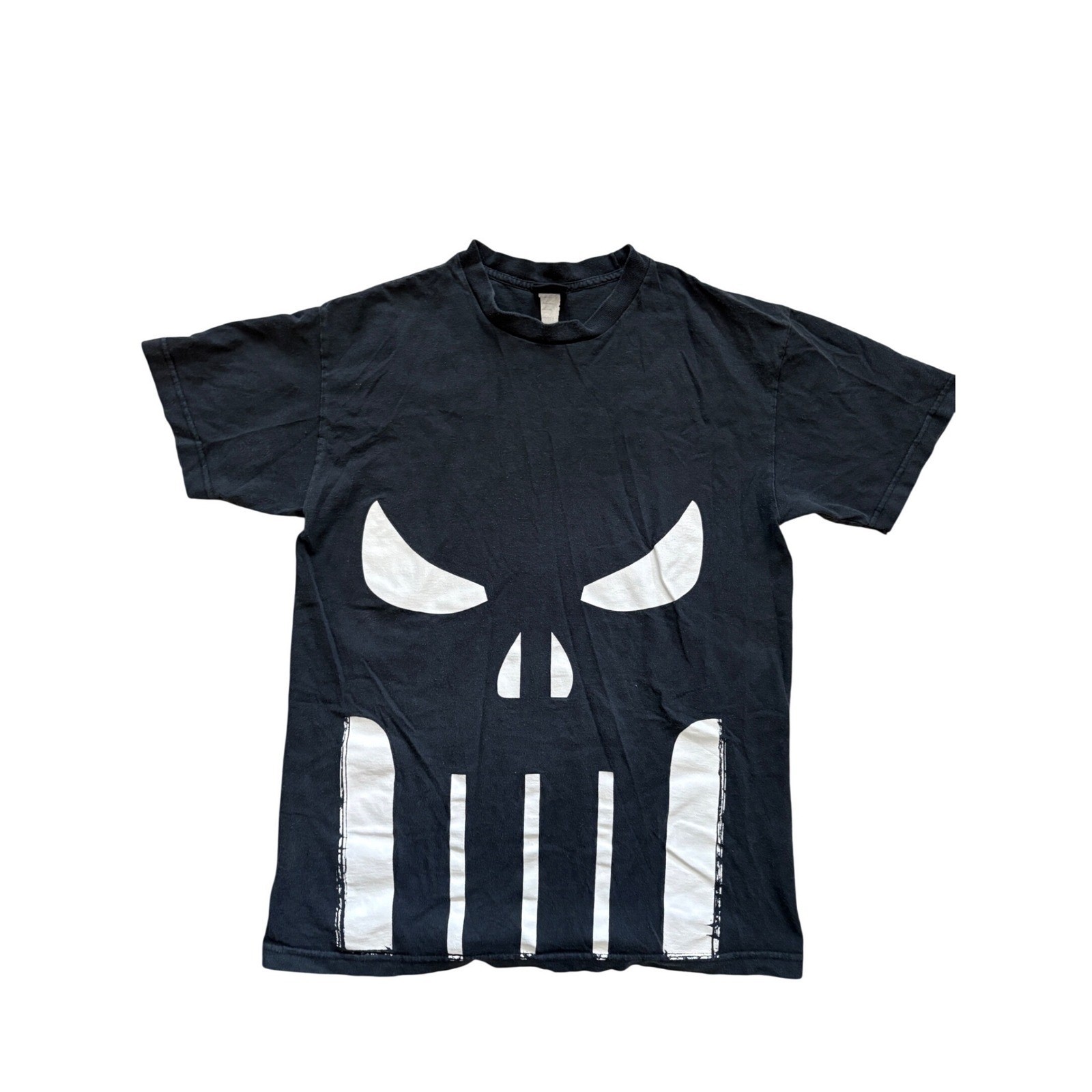 Vintage Marvel Mad Engine Punisher Skull Graphic T-Shirt Mens Black Tee