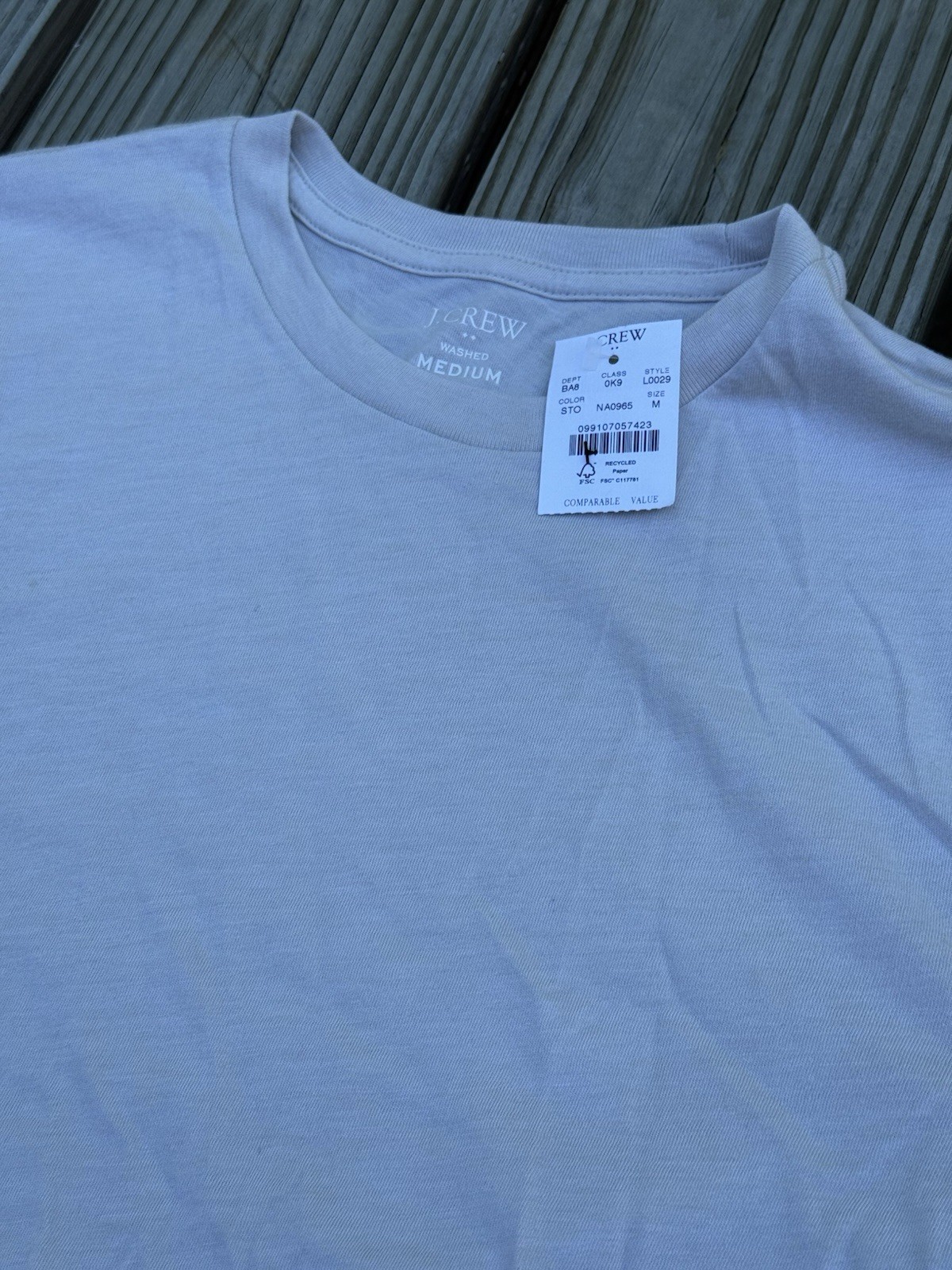 J.Crew Washed Short Sleeve T-Shirt Men’s Medium Light Beige Tan Cotton Blend NWT