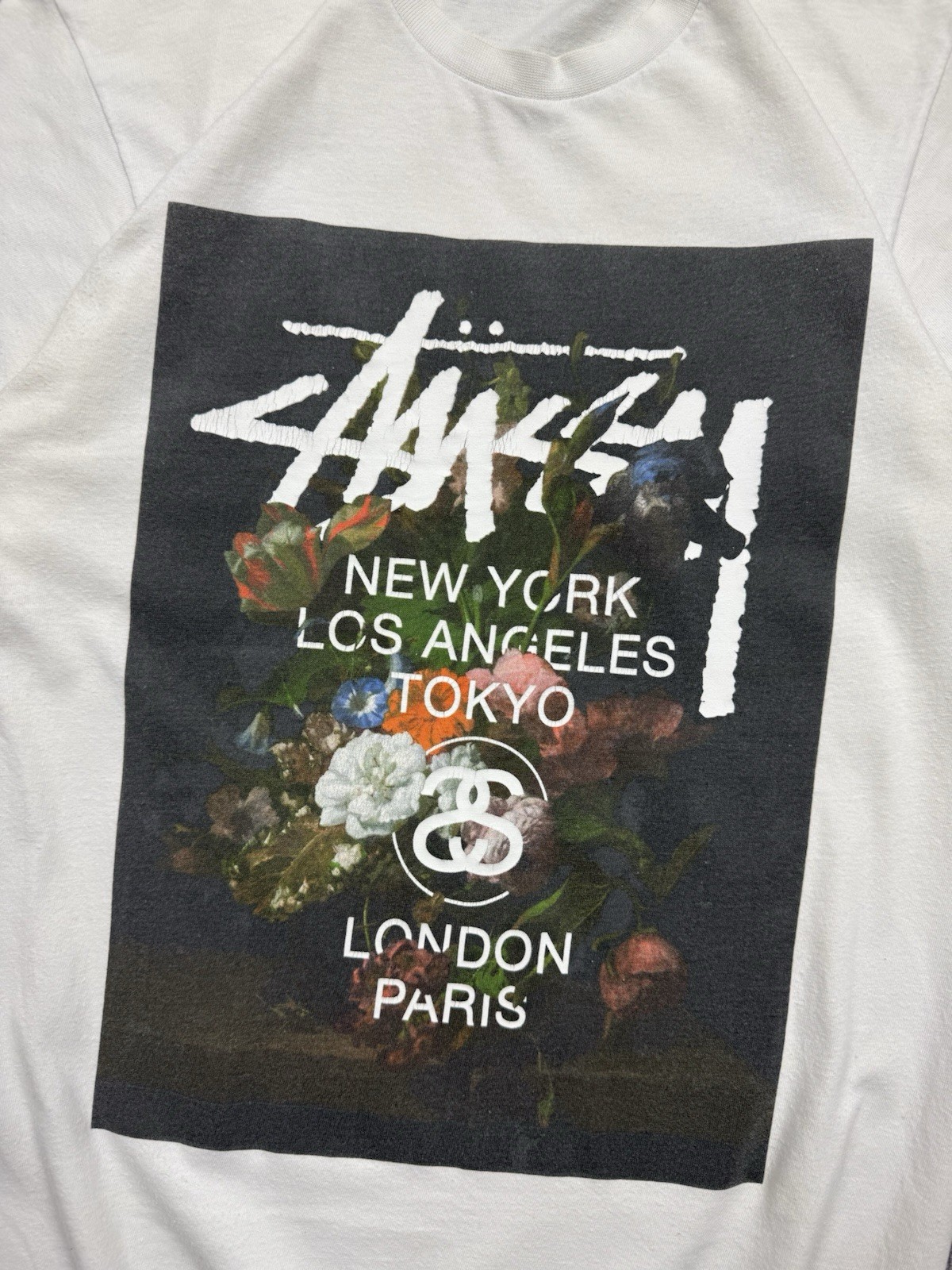 Stussy World Tour T-Shirt Big Logo Flowers Tee Y2K Rare Streetwear Men S Vintage