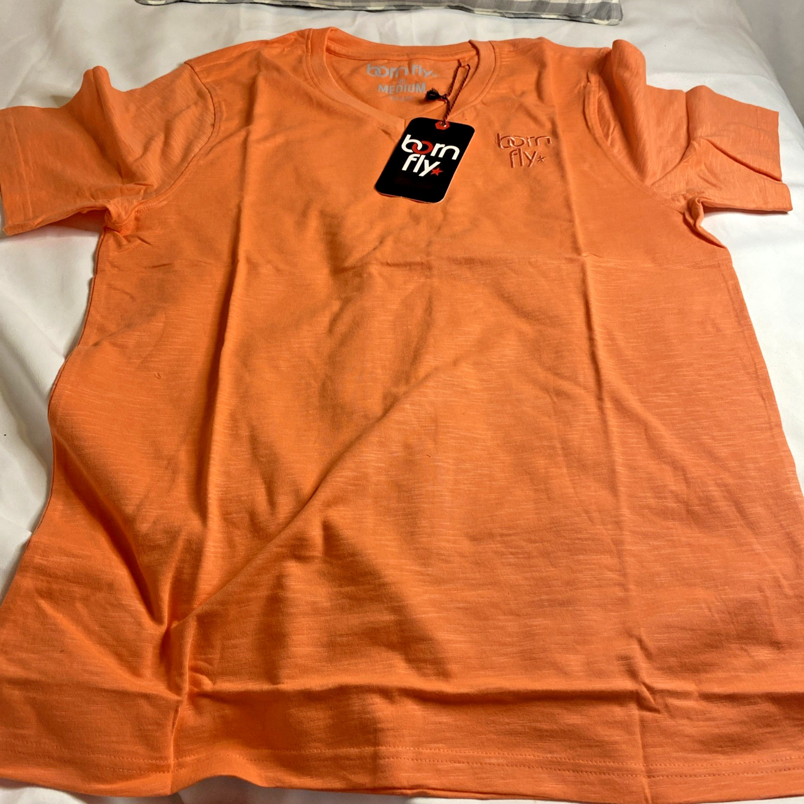 SIZE MEDIUM-BORN FLY-T SHIRT MENS-BRIGHT ORANGE-NEW