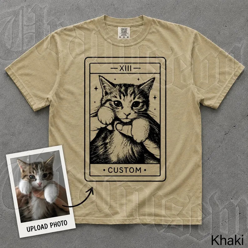 Custom Cat Tarot Card Soft Washed Comfort Tee