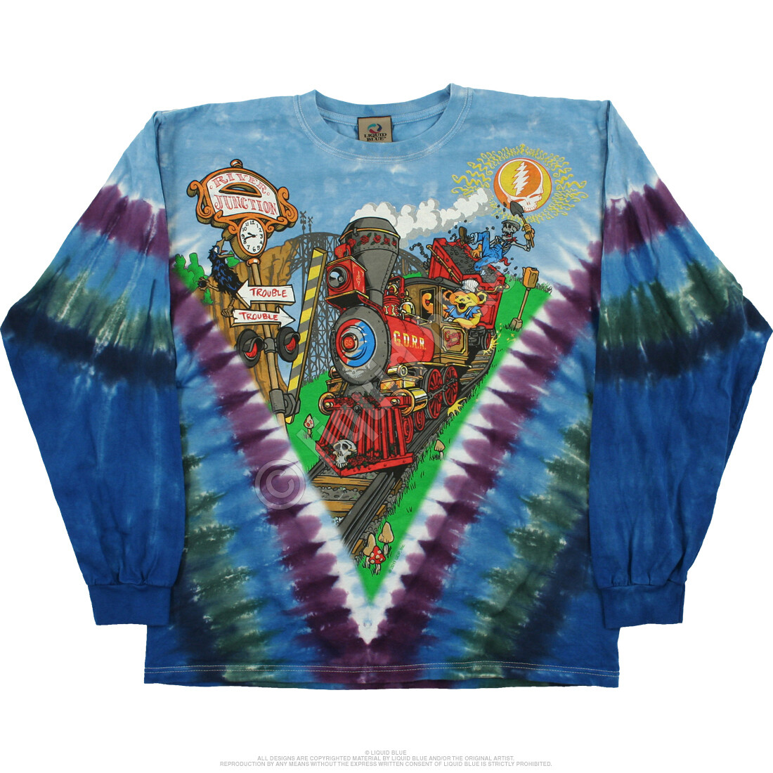 GRATEFUL DEAD-CASEY JONES-TIE DYE LONG SLEEVE 2 SDD SHIRT- M-L-XL-XXL Garcia