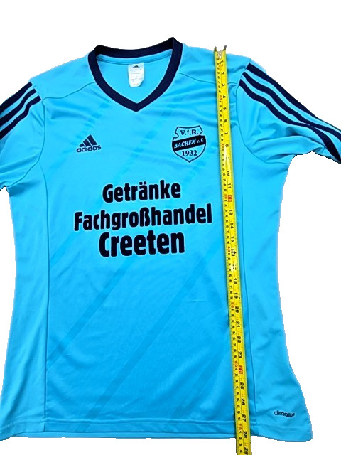 Adidas Soccer Jersey Mens Light Blue Size L Long Sleeve Striped Athletic