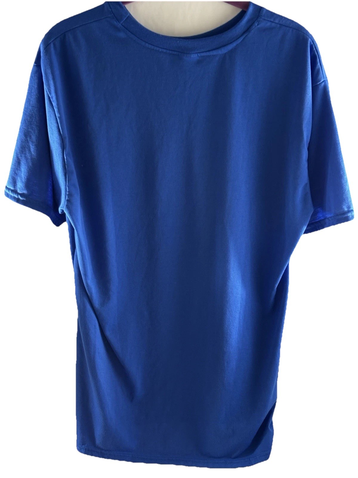 Mens Pullover T- Shirt Bright Blue Polyester Easy Care Unbranded No SIZE READ