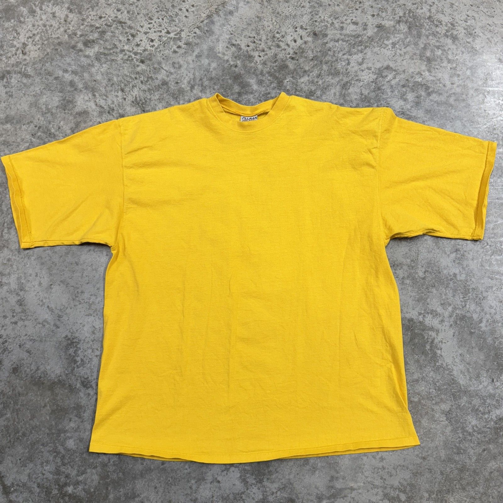 Vintage Pluma Shirt Mens Extra Large Yellow Heavyweight Made in USA 90s Crewneck