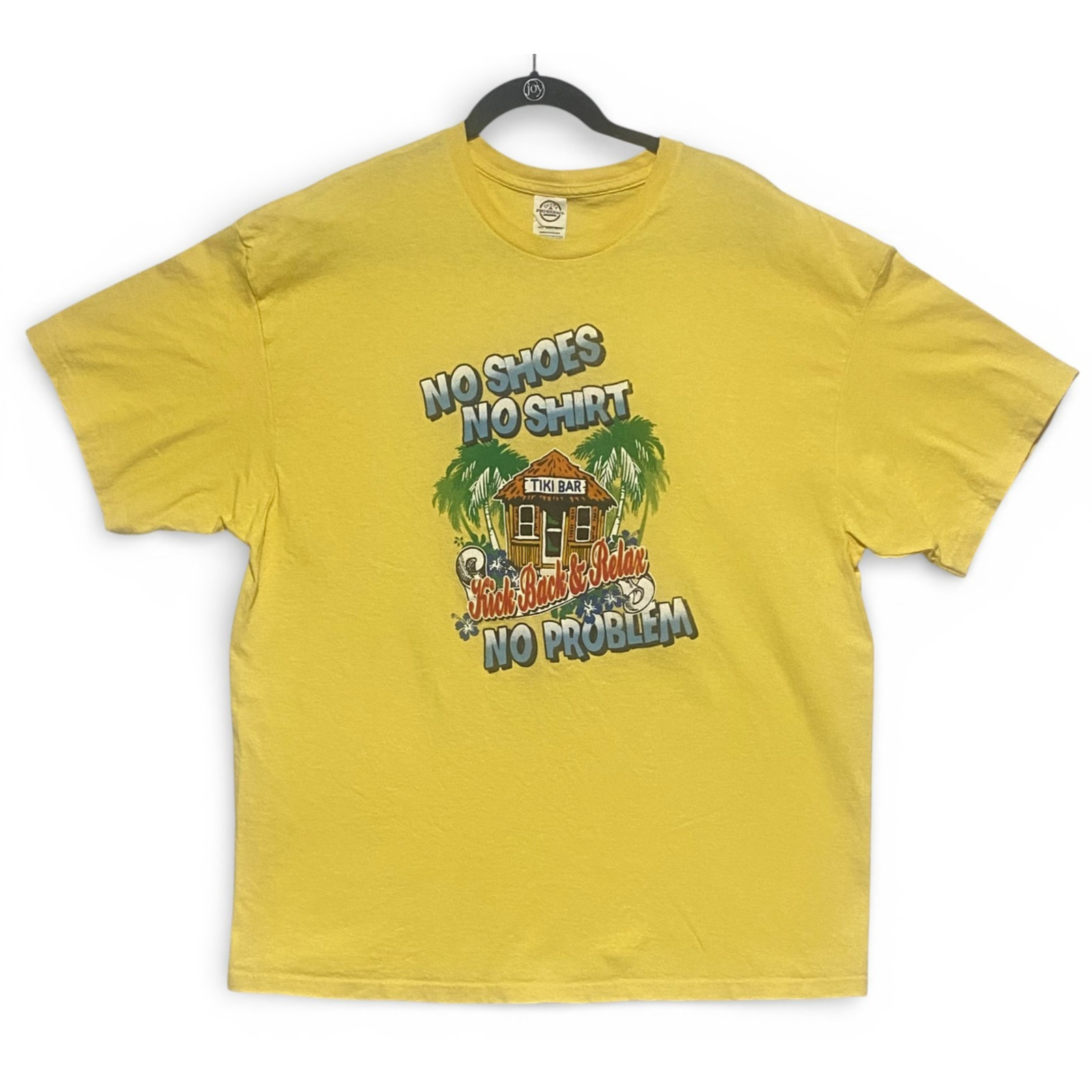 No Shirt No Shoes No Problem Tiki Bar T Shirt Men’s 2XL Yellow Delta Pro Weight