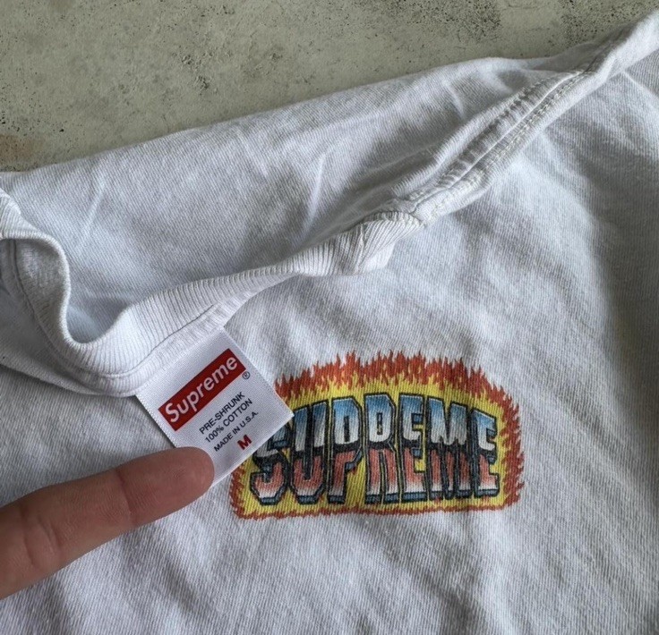 Supreme Streetwear Skater Graphic Chrome Flames Tee Size Medium