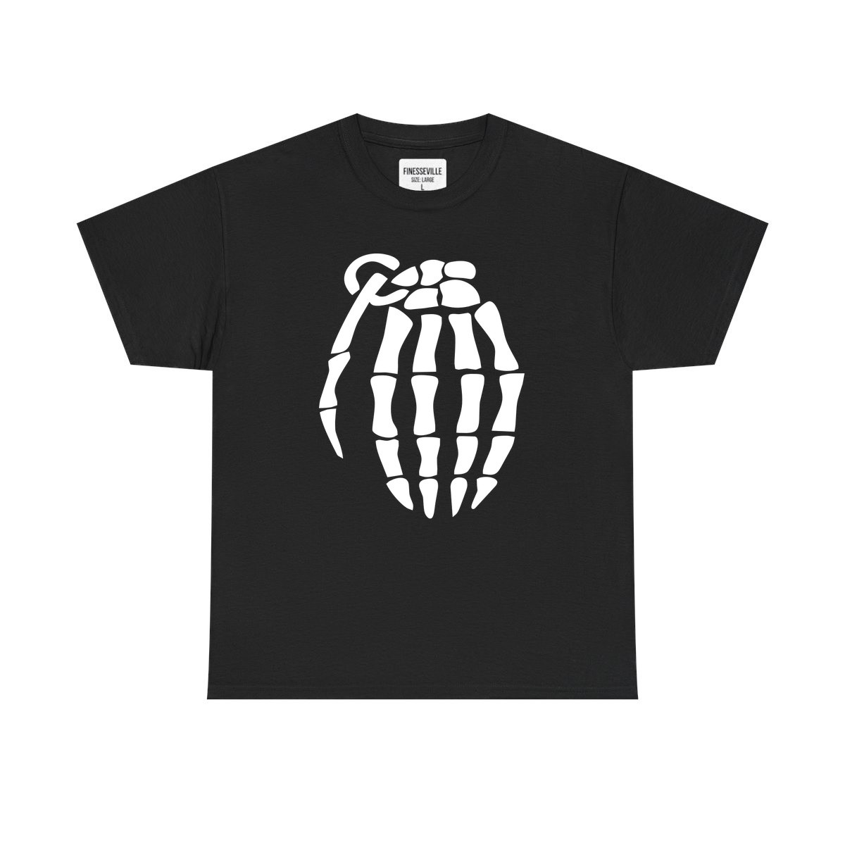 Skeleton Hand Grenade Bone Illusion Graphic T-Shirt