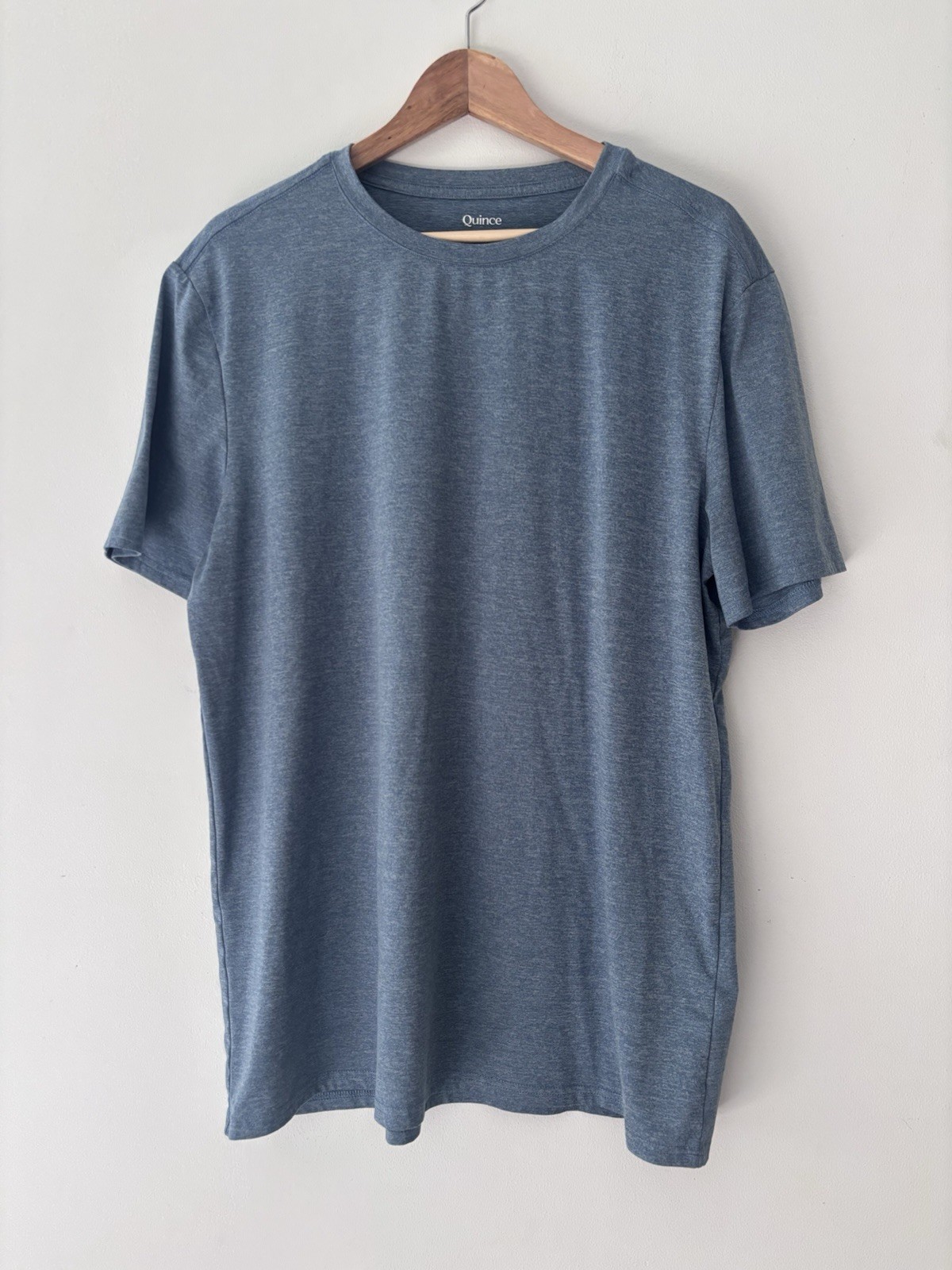 Quince Cotton Modal Crew Neck Tee Shirt Mens Size L Heather Blue Grey