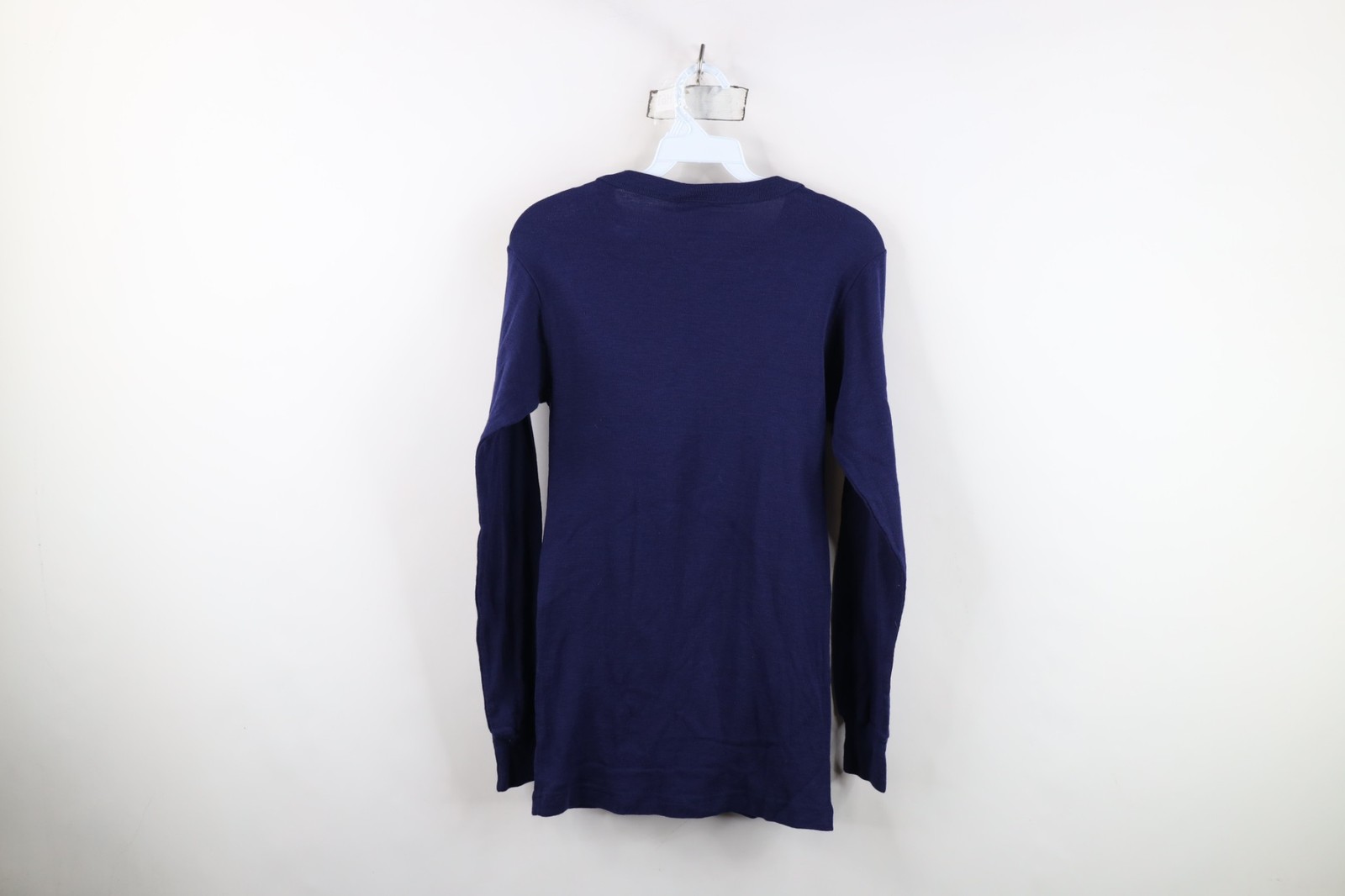 Vtg 90s Streetwear Mens Medium Blank Thermal Ribbed Knit Long Sleeve T-Shirt USA