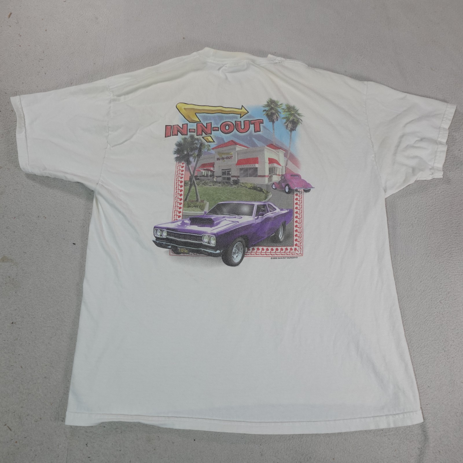 Vintage In-N-Out Burger Shirt Mens XL White Classic Car California 2002 Tee 00s