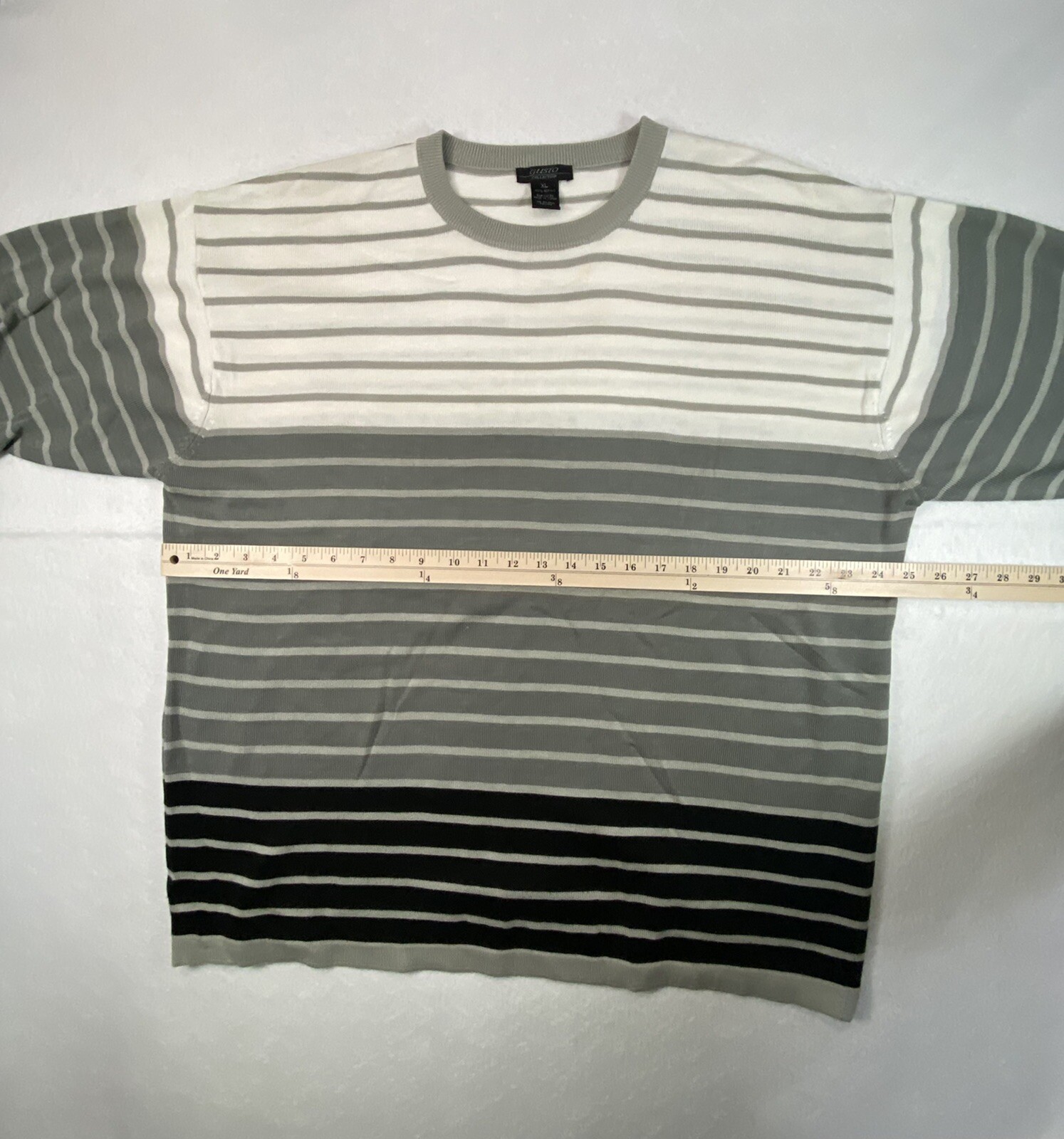 Gusto Collection Men’s XL 100% Acrylic Gray Striped Pullover TShirt