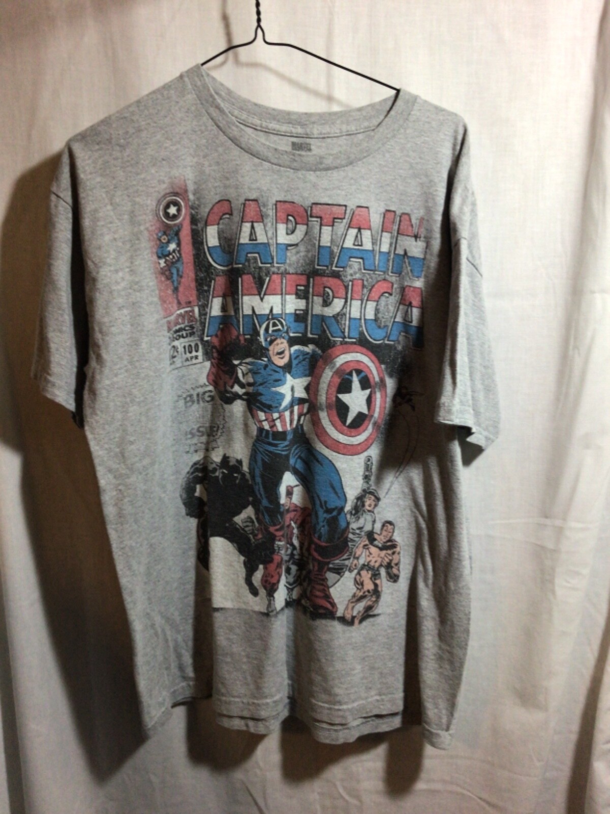 Captain America Marvel Premier Issue Large Gray T Shirt