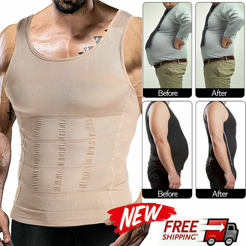 Men’s Chest Compression Shaping Vest Tummy Control Shirt Hide Gynecomastia Moobs