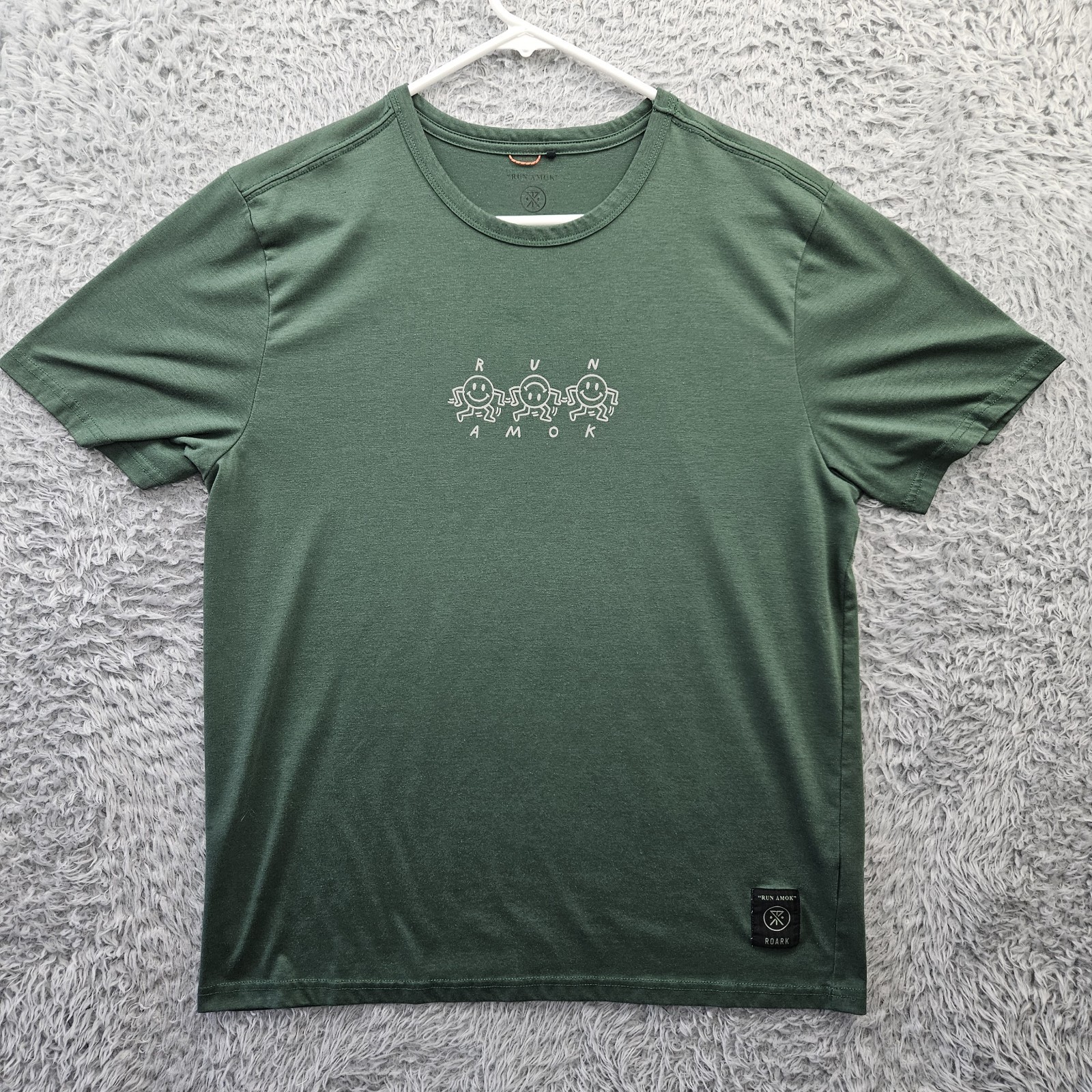 Roark Run Amok Mathis Active Short Sleeve Tee T Shirt Green Large