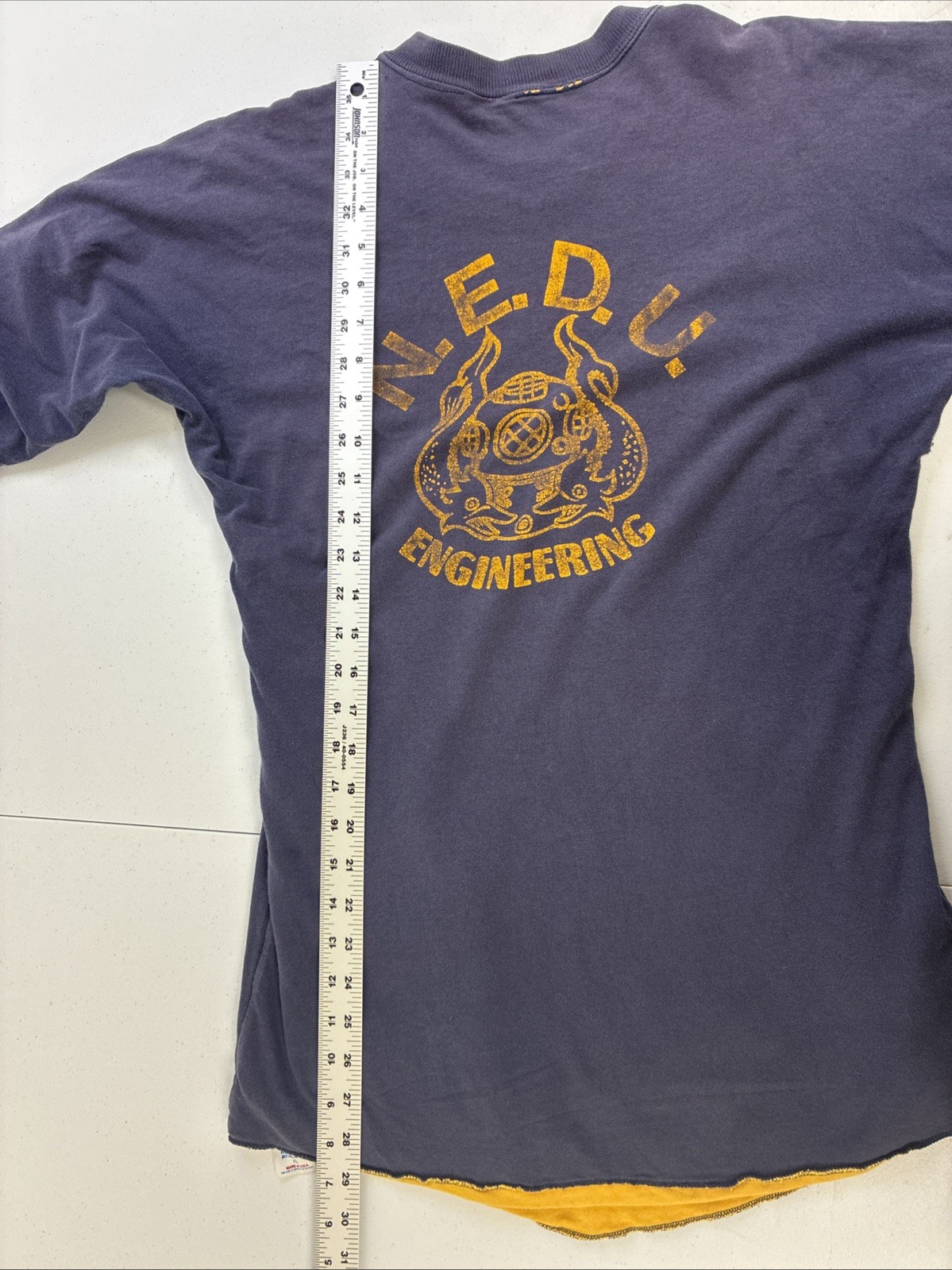 Vintage Saturation Diver NEDU Engineer Double Face Russell Athletic T-Shirt XL