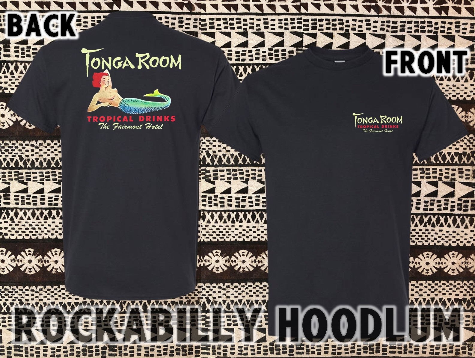 Retro Tiki Art Tee T Shirt Polynesian Bar Mug Tropical Tonga Room Mermaid