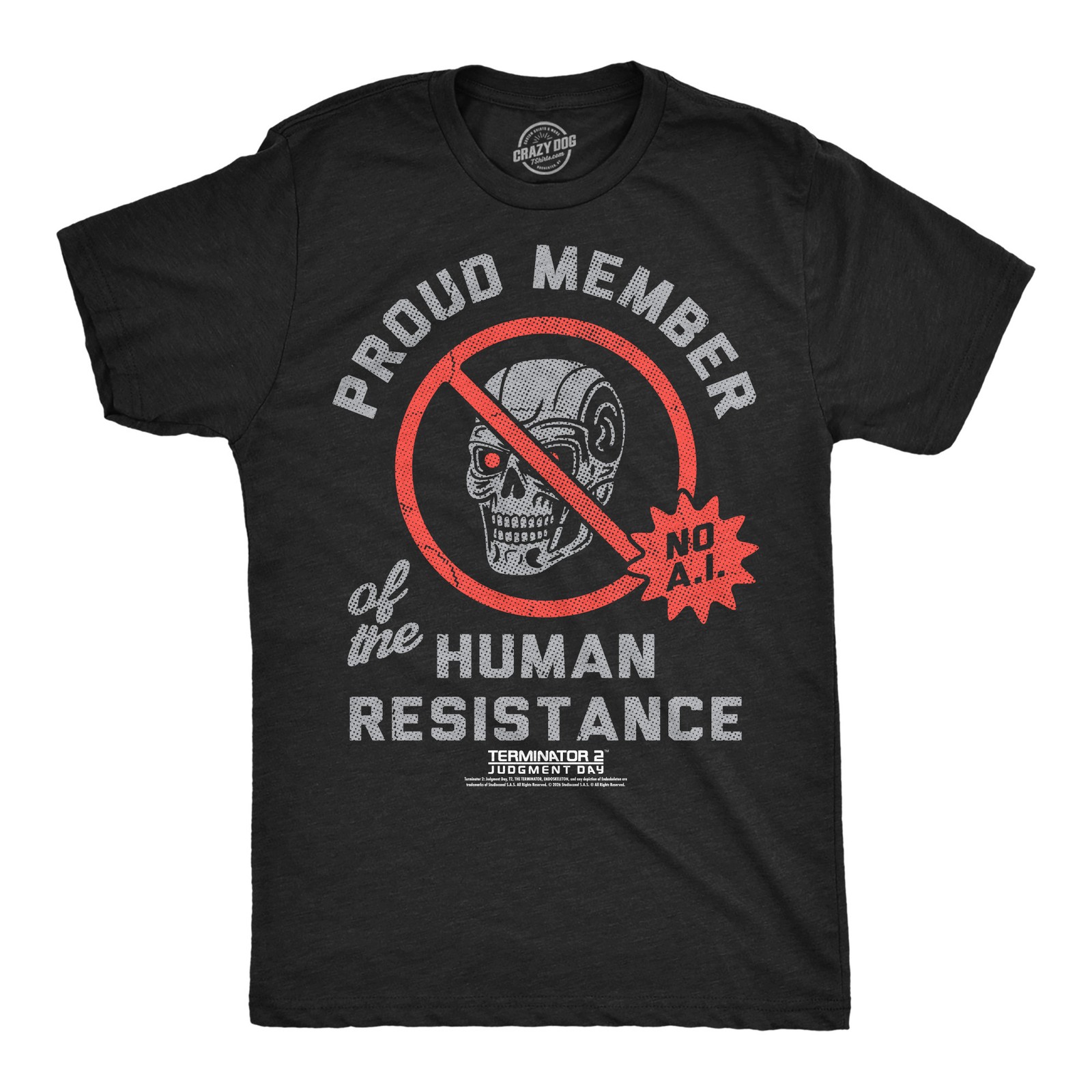 Mens Funny T Shirts Proud Member Of The Human Resistance Sarcastic Terminator 2
