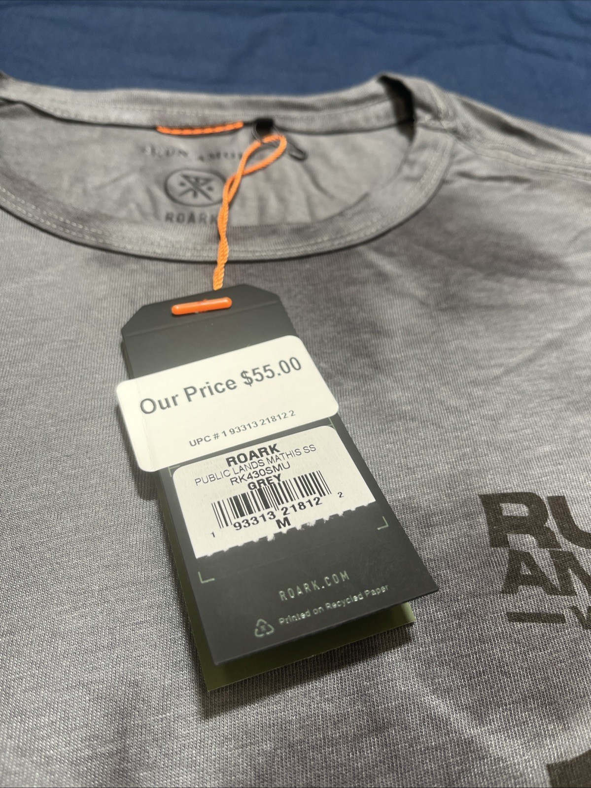 Roark Run Amok X Public Lands – Mathis Core T-Shirt, Grey – Medium MSRP $49