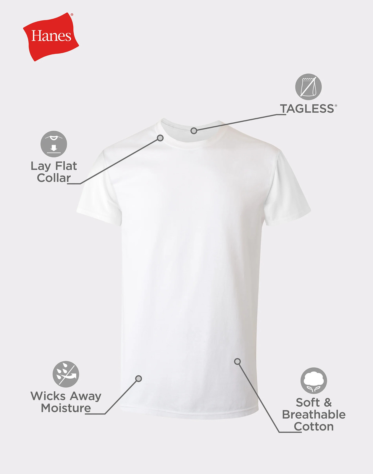 Hanes 10-Pack Men Tee T-Shirt ComfortSoft White Crewneck Undershirt Short Sleeve