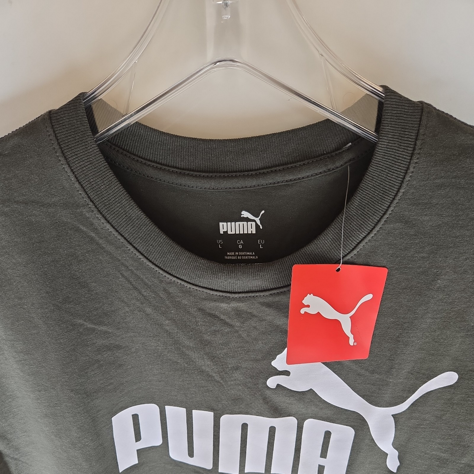 NWT PUMA Forever Better Men’s Sz L Green T-Shirt large front Print logo
