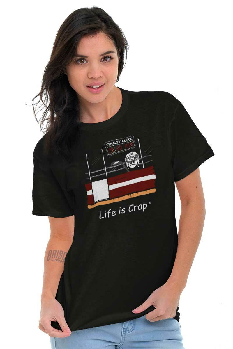 Life is Crap Hockey Penalty Box Sports Gift Mens Short Sleeve Crewneck Tee