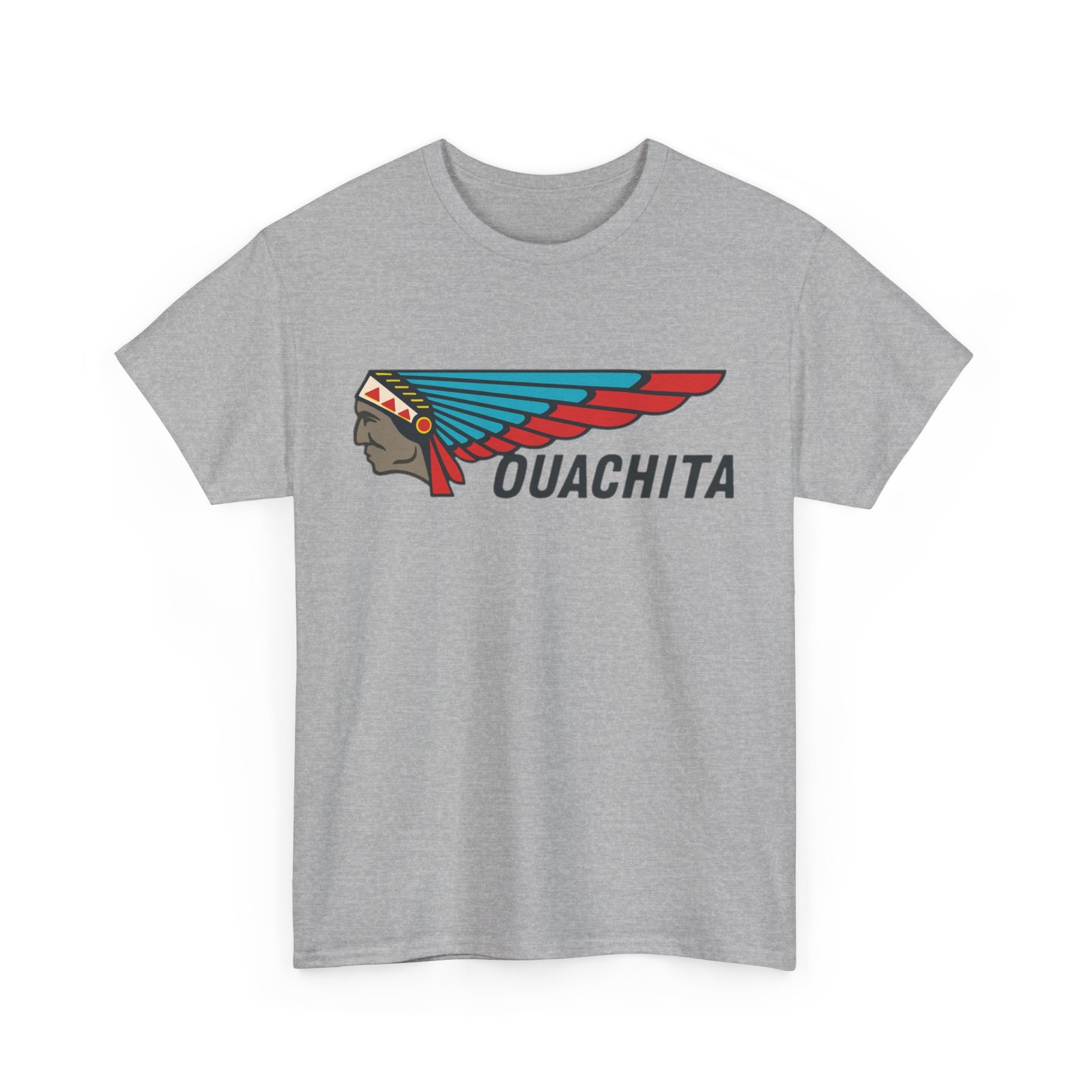 Ouachita Vtg Boat Canoe Fishing Marine Native Indian Chief Logo Graphic T-Shirt
