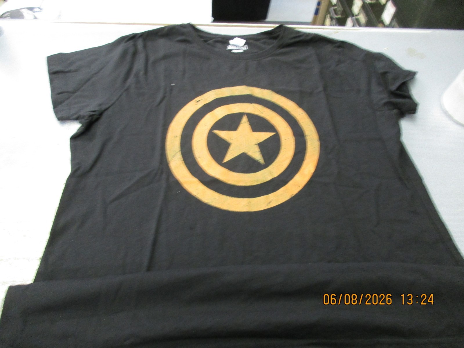 New Captain America Marvel Distressed Shield Black Mens Size XL FREE Ship