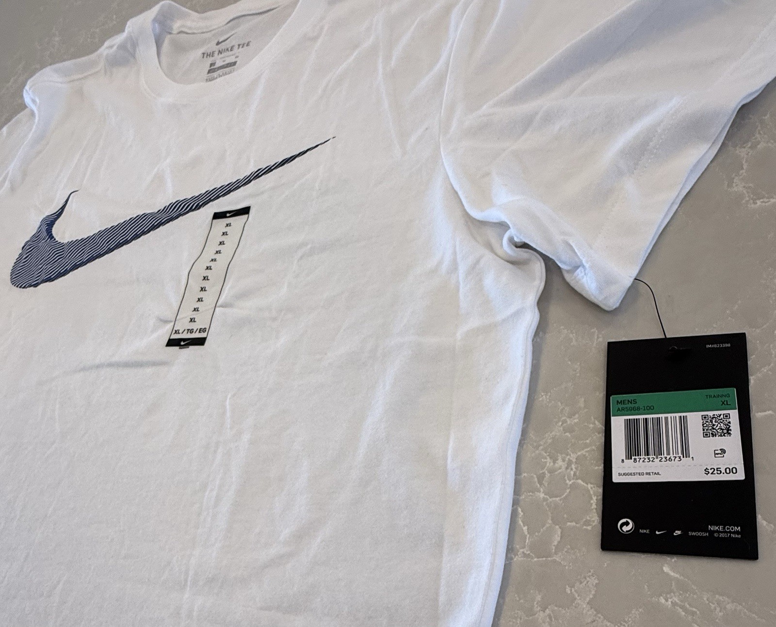 Nike Mens Dri-Fit Training T-Shirt ~ White & Grey ~ Choose Size S, M, L, XL