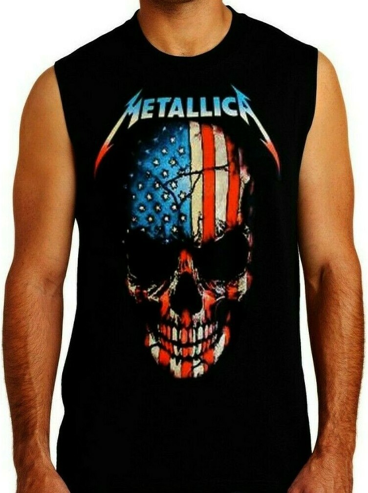 METALLICA AMERICAN SKULL PUNK ROCK Band Muscle Shirt (multiple colors)