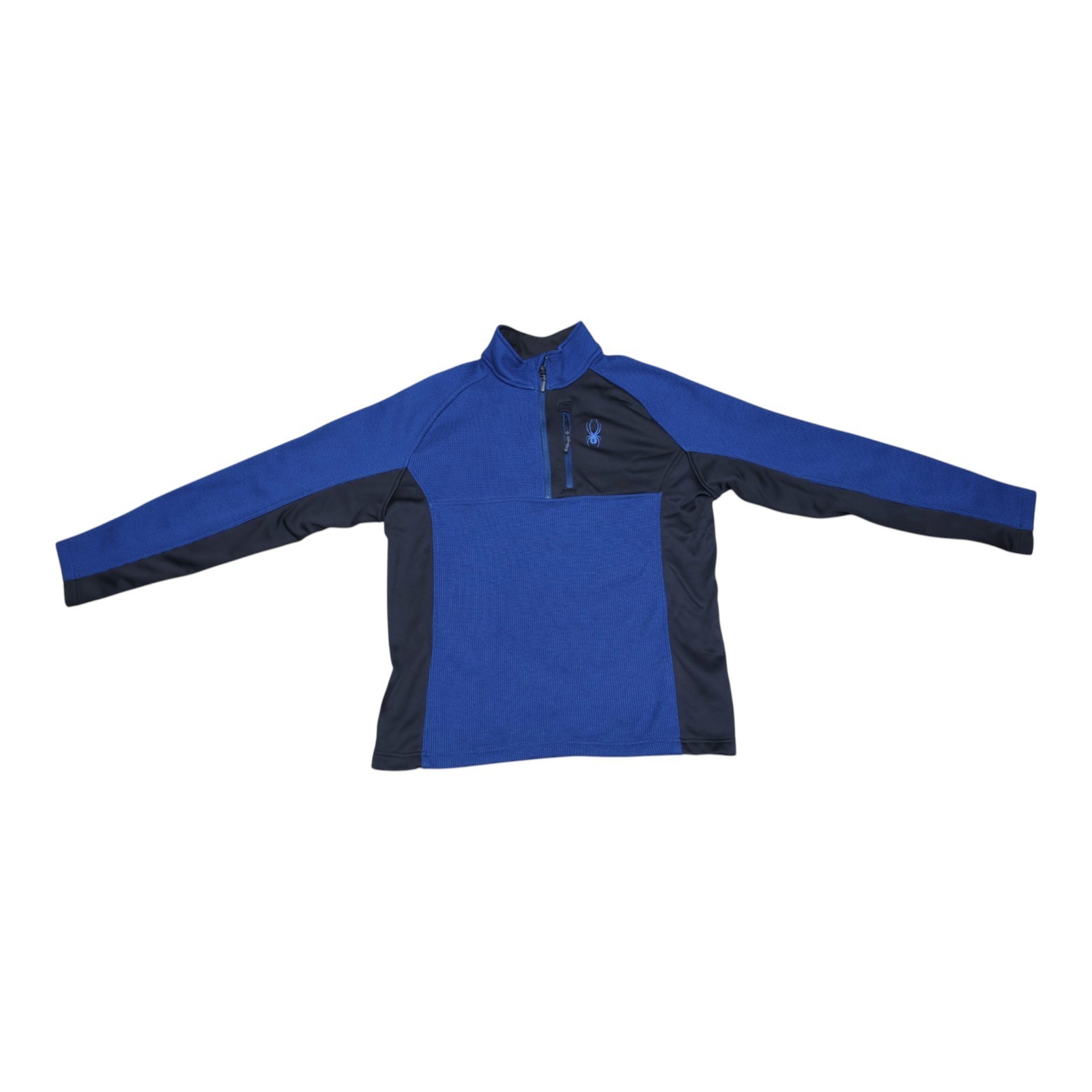Spyder Pullover Jacket Mens Large Blue Black 1/4 Zip Fleece Ski Outdoor