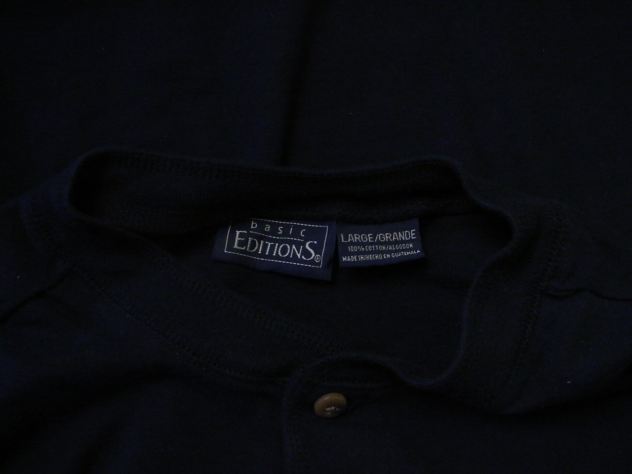 Basic Editions Black 1/4 Button Long Sleeve Shirt Men’s Size L