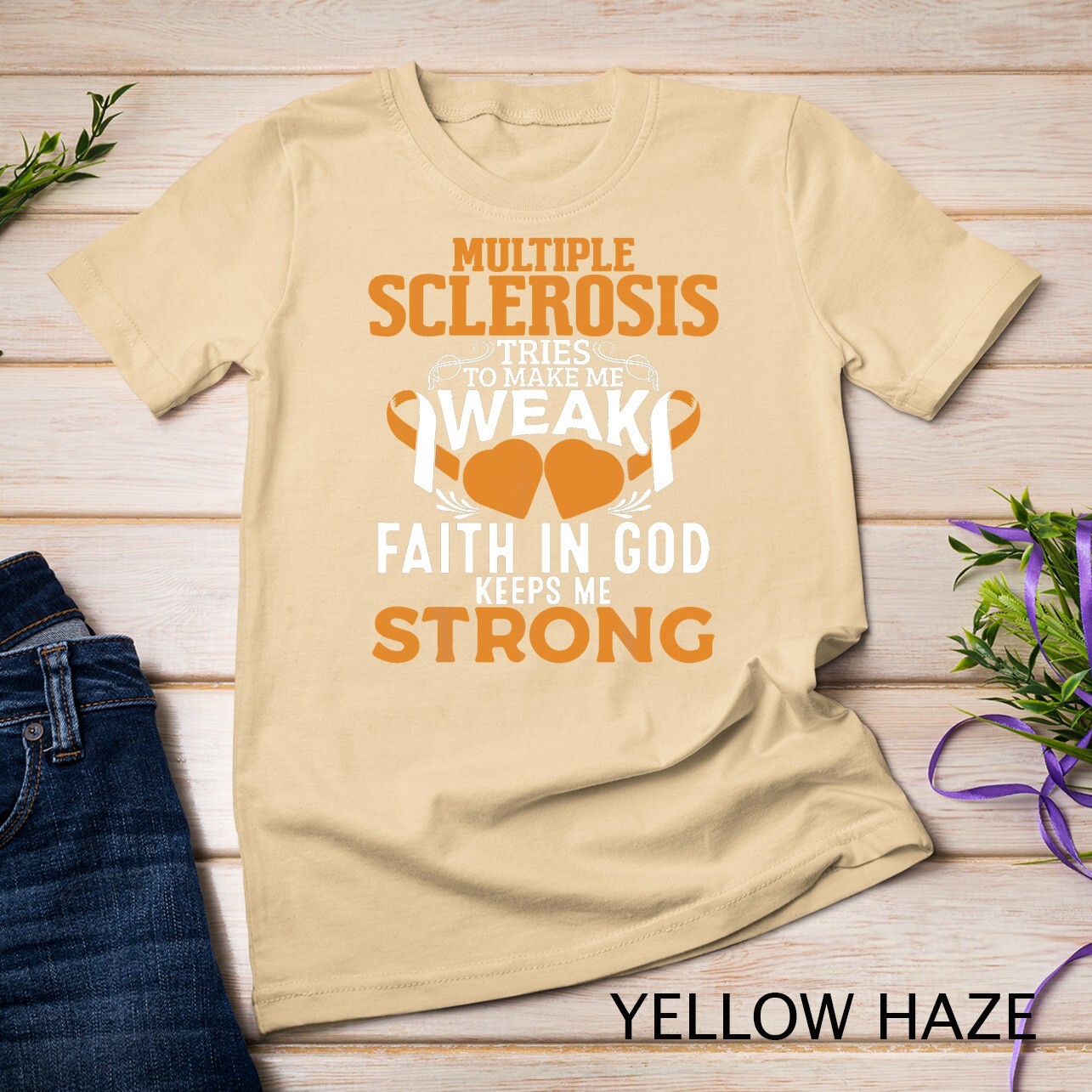 Multiple Sclerosis Awareness Orange Ribbon Women Kid Unisex T-shirt