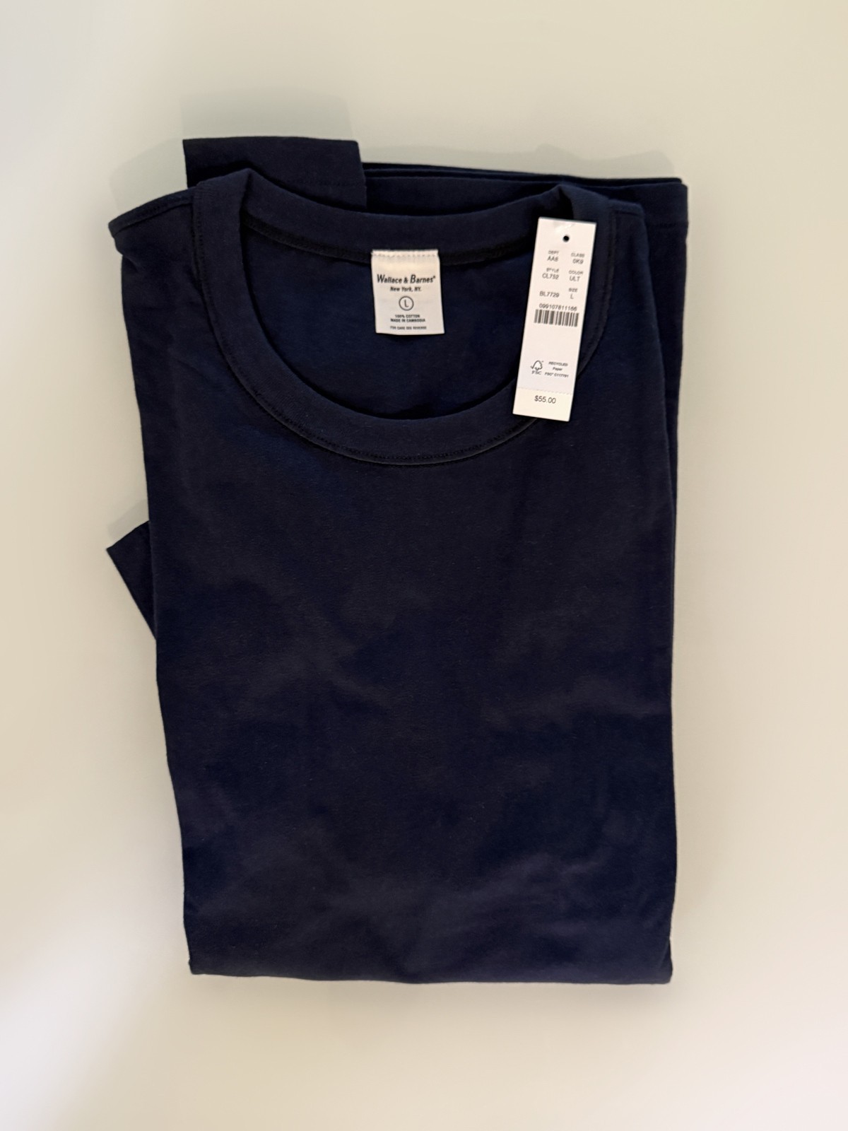 NWT – J. CREW Wallace & Barnes Heritage-Weight Cotton T-Shirt, Blue Sz L – $55