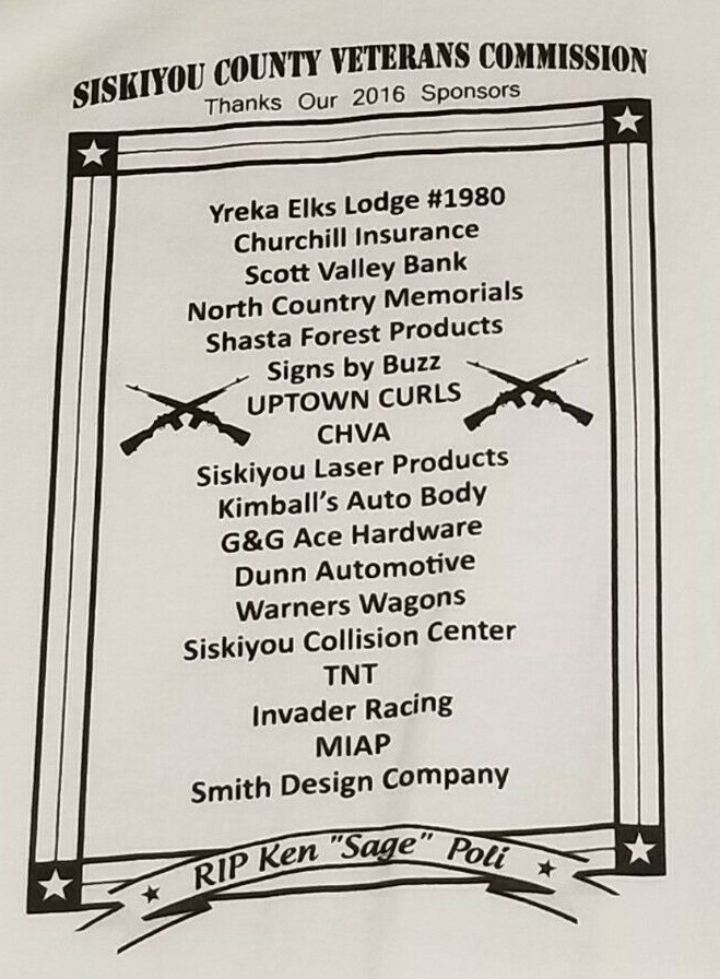Hot Rods For Heroes Car & Motorcycle Show #3 T-shirt 2016 Siskiyou Yreka Ca (T4H