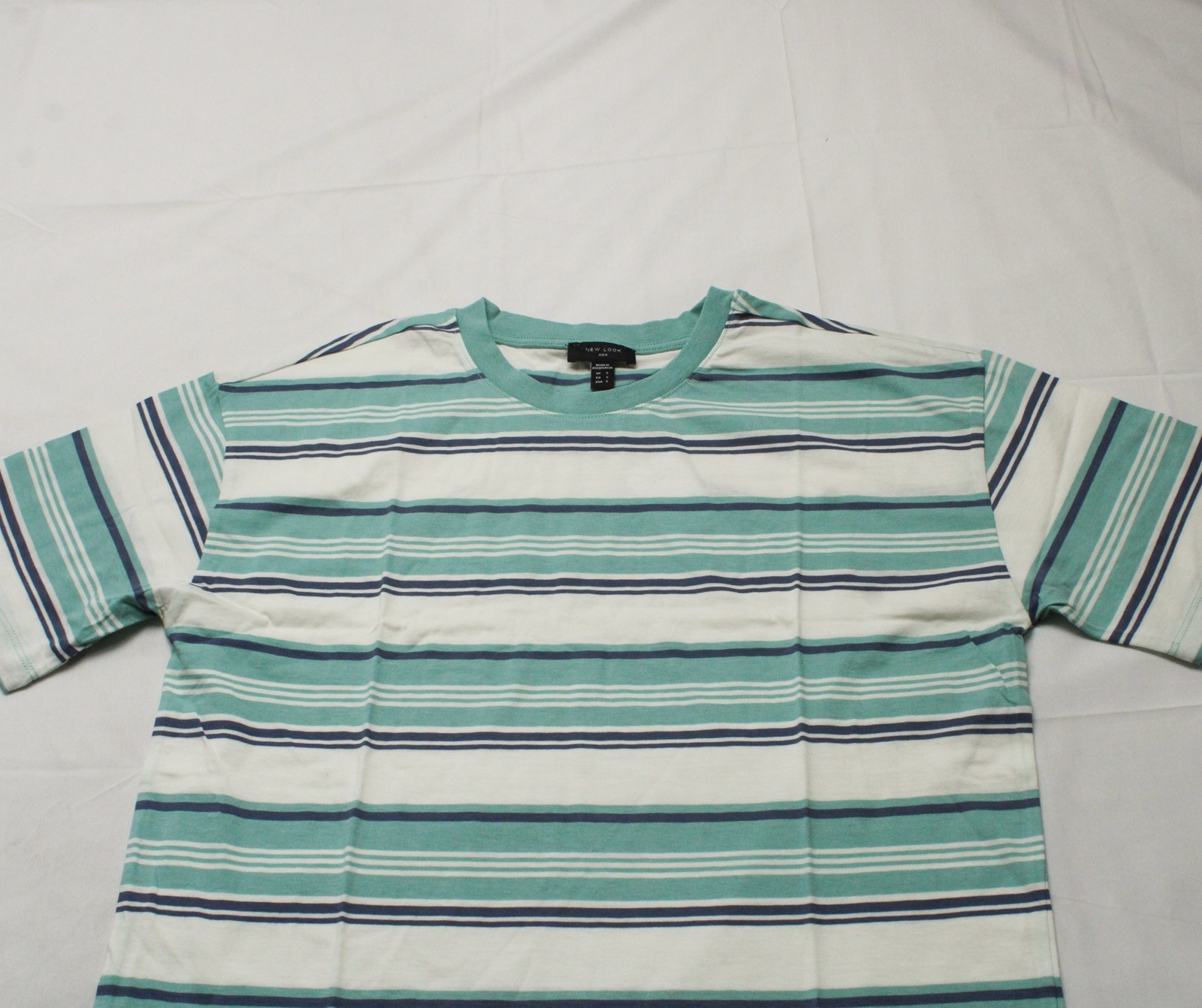 New Look Men’s Oversized Striped Crew Neck Shirt JL3 Blue/White Stripe Small