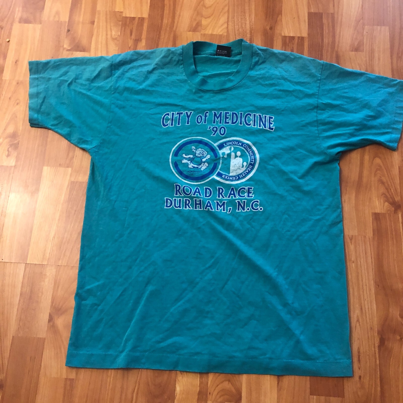 VINTAGE City of Medicine ’90 Road Race Durham NC Blue Shirt Size XL